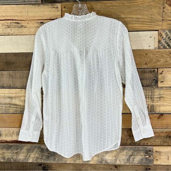 J. Crew Point Sur Ruffle Classic Popover Shirt in Clipdot in White Size 0 - Picture 6 of 9
